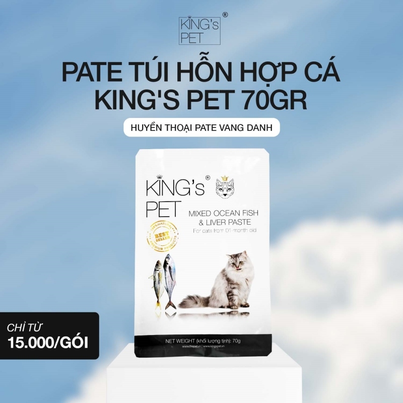 Pate túi Cá Hồi King's Pet 70gr - Pate cho mèo giàu omega, tăng khả năng miễn dịch
