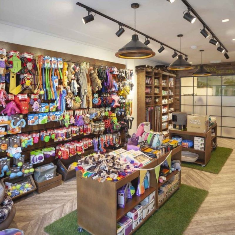 Một số phụ kiện chó mèo tại pet store.