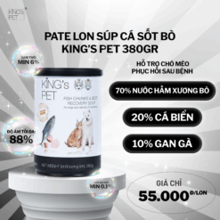 Súp Cá Sốt Bò King’s Pet Lon 380g Thức Ăn Cho Chó Mèo