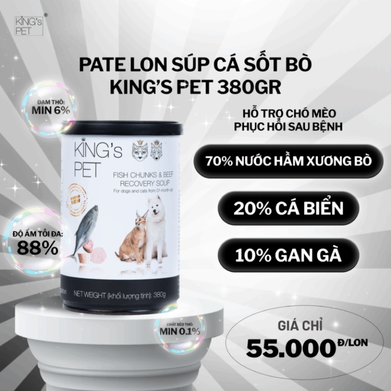 Súp cá sốt bò King's Pet - Bữa ăn nhẹ bụng cho chó mệt mỏi không ăn