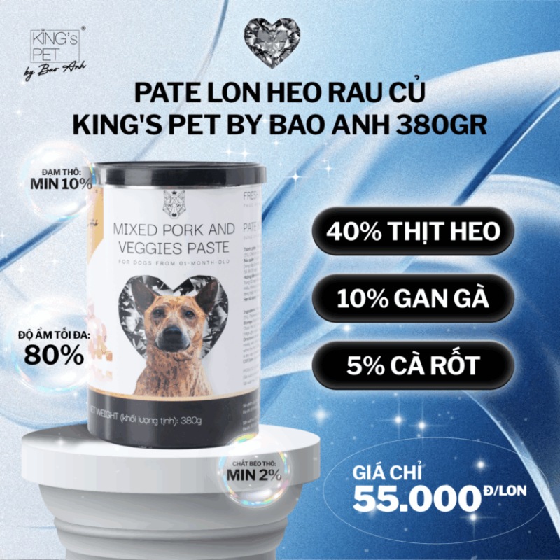 Pate heo rau củ King's Pet by Bao Anh: Bữa ăn thơm ngon cho chó rụng lông