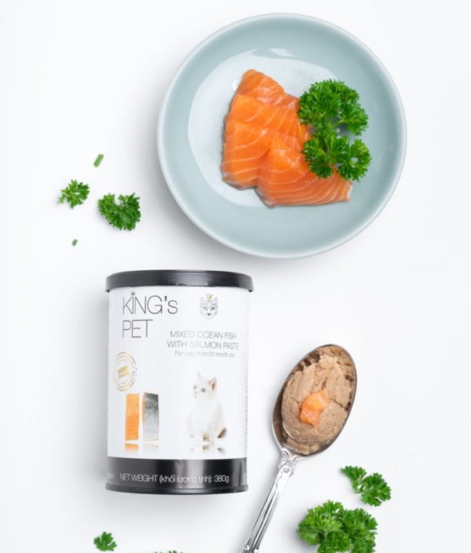 Pate Cá hồi King's Pet: Cách xử lý mèo rụng lông hiệu quả